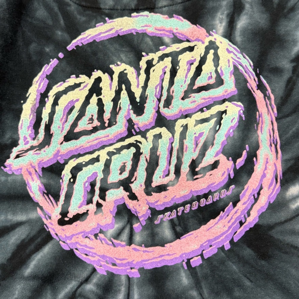 Santa Cruz Broken Dot Tie Dye Hoodie Sweatshirt Skateboards Black Purple Skate - Picture 8 of 8